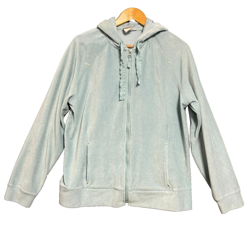 Hot Cotton Hoodie Jacket‎ Womens XL Blue Full Zip Minimalist Pastel Cozycore Y2K